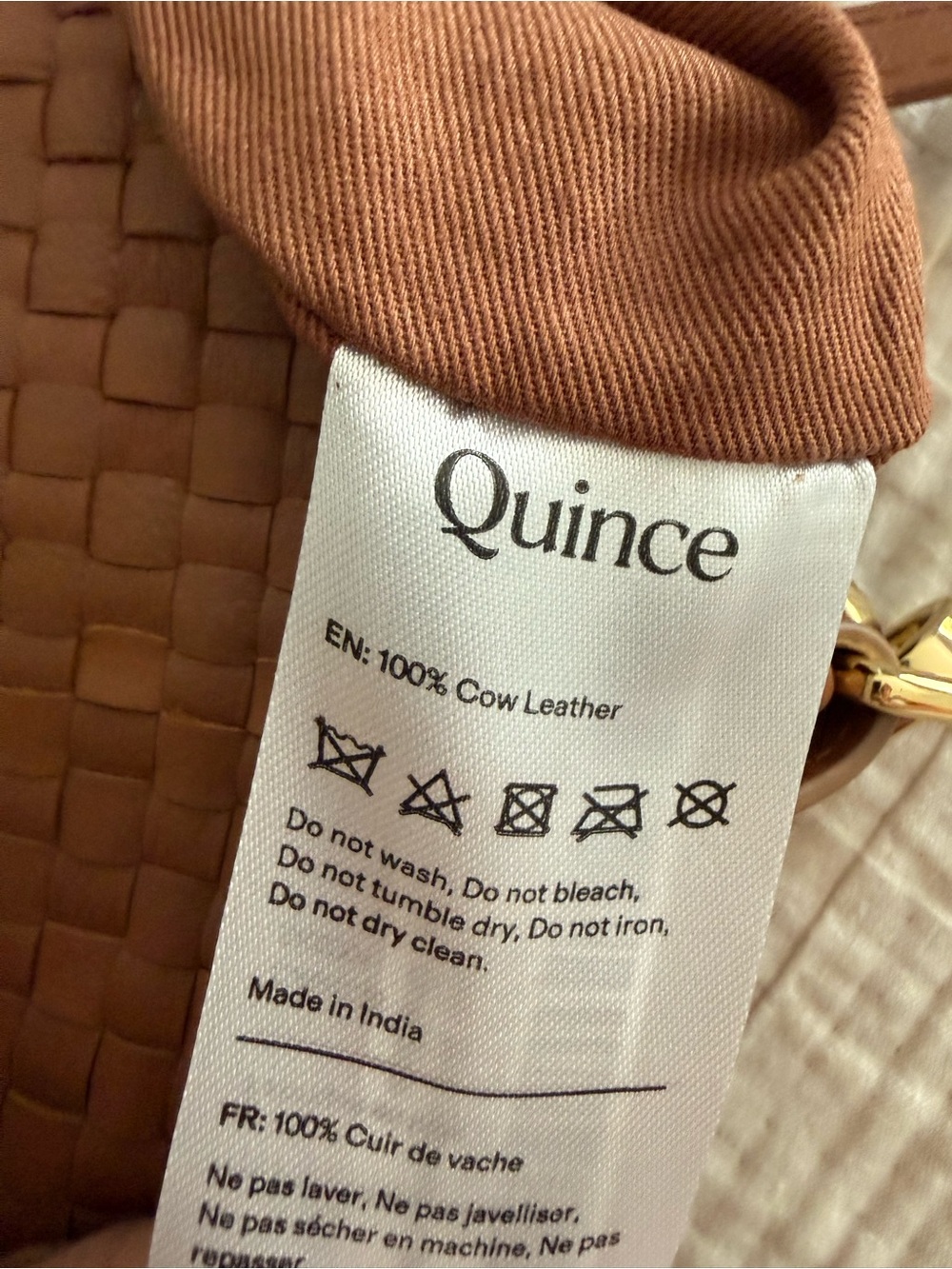 Quince Sloane Woven Leather Crossbody in Cognac LIKE NEW - Picture 6 of 7